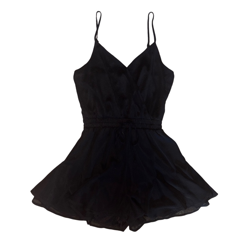 Black Chiffon Sleeveless Romper